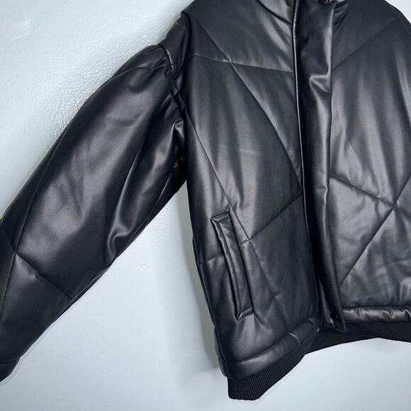 Sea New York Vegan Leather Quilted Jacket Women's Size Small in Black Oversized - Picture 5 of 11